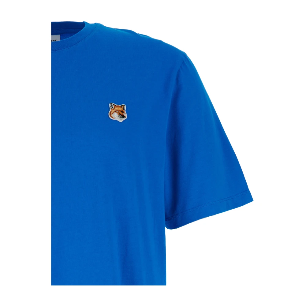 Maison Kitsuné Blauwe Fox Head Patch T-shirt Blue Heren