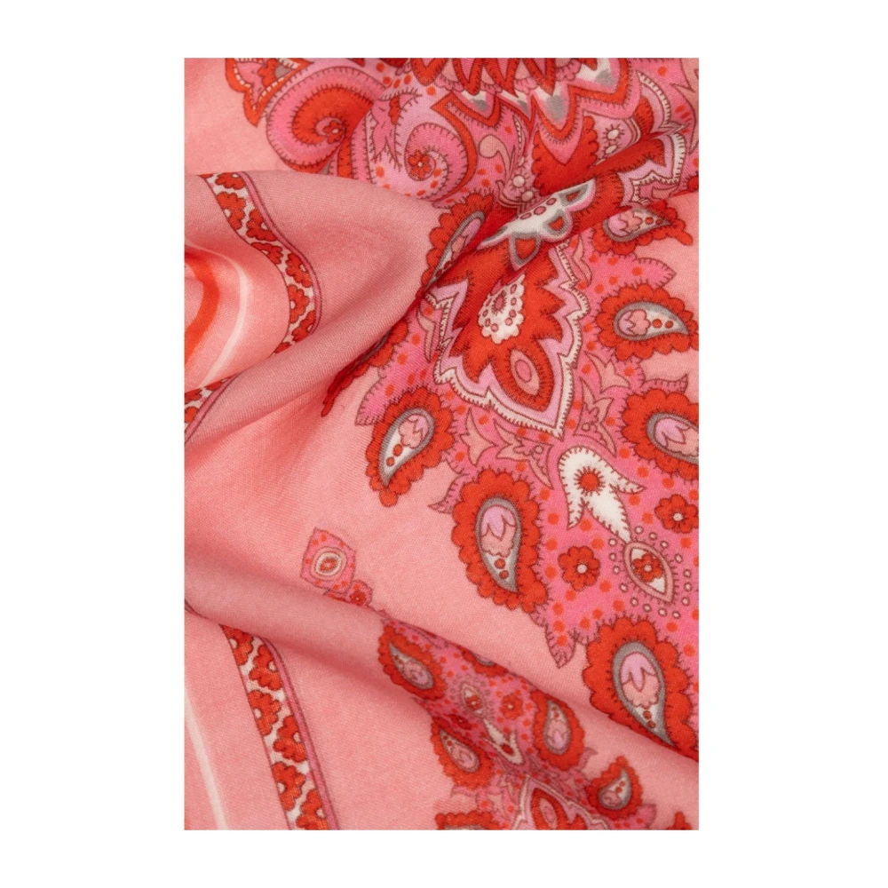 ETRO Roze Rafelrand Vierkante Sjaal Pink Dames