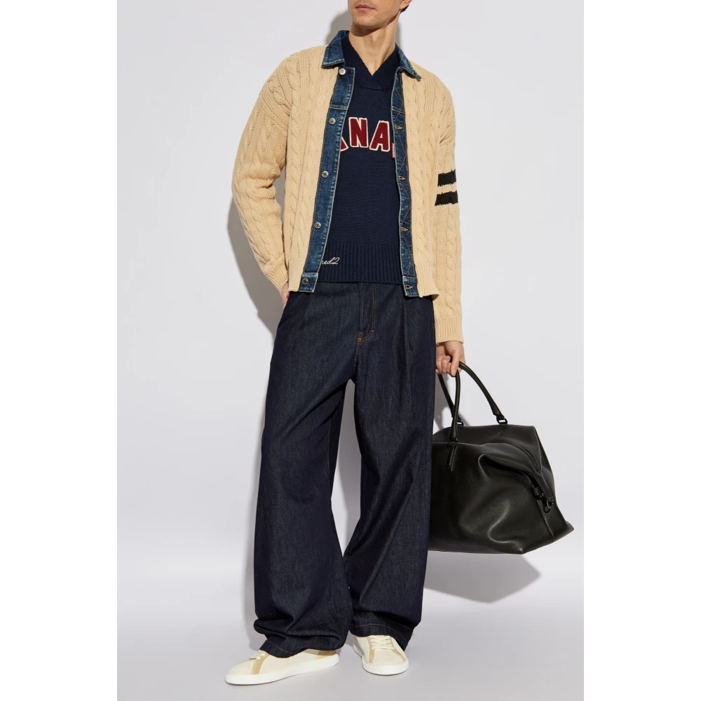 Dsquared2 Cardigan met denim inzetstukken Beige Heren