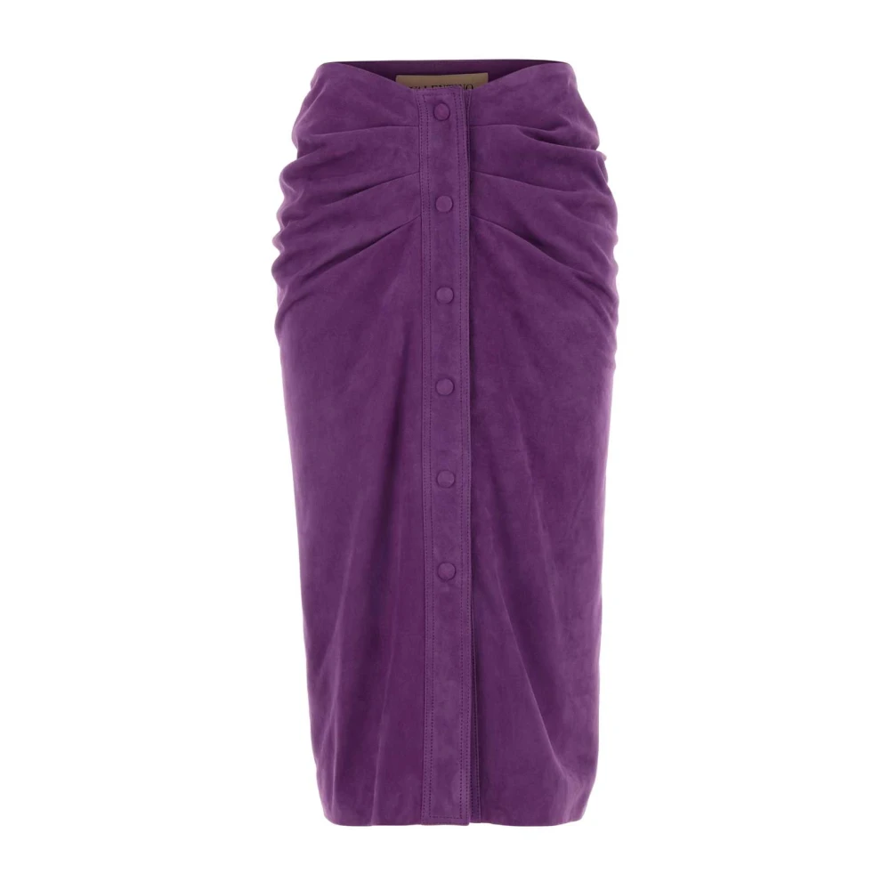 Valentino Garavani Purple Suede Skirt - Female - Midi Skirts - Xs - Skirts
