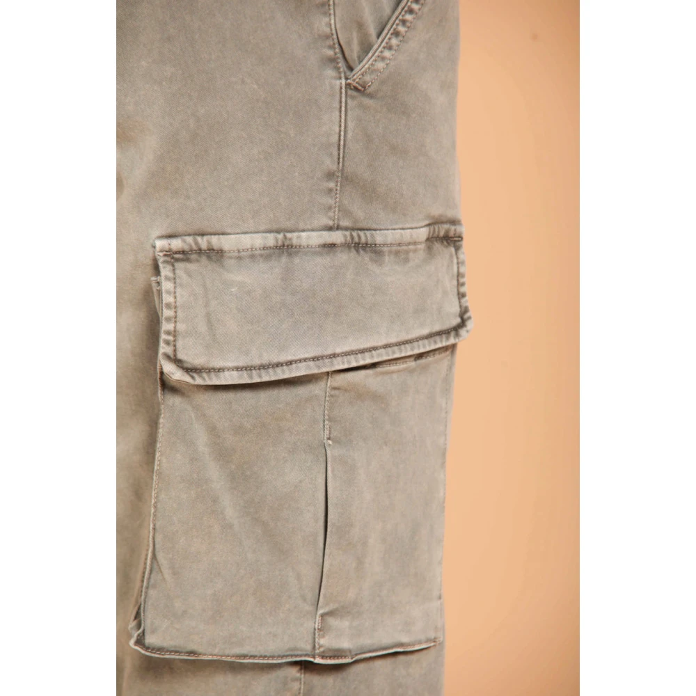 Mason's Slim Fit Cargo Broek in Gabardine Green Heren
