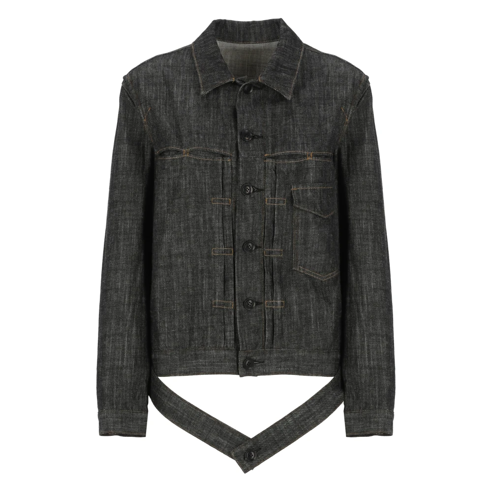 Y-3 Zwarte Jeansjas met Kraag en Knopen Black Dames