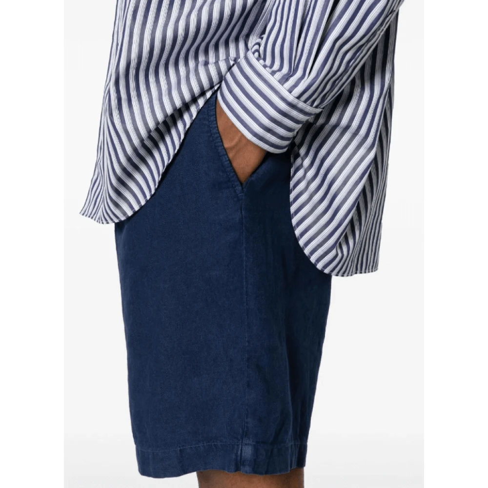 BRUNELLO CUCINELLI Navy Linen Bermuda Shorts Blue Heren