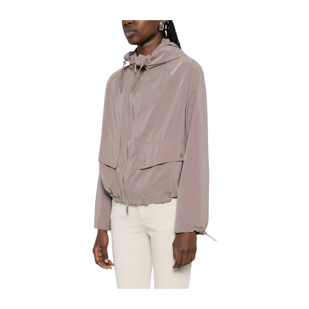 Emporio Armani Light Jackets, Female, L, Nylon Blouson Jacket Brown