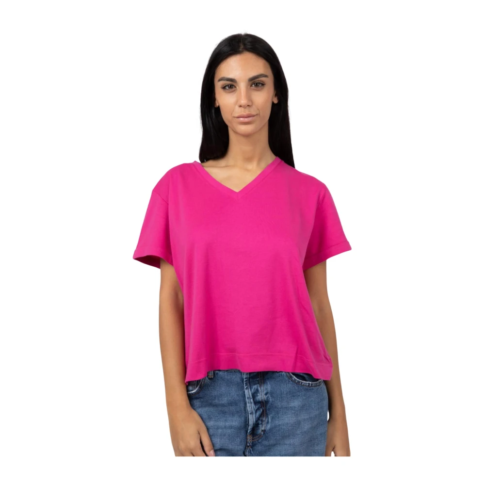 Gran Sasso V-Hals T-Shirt Pink Dames