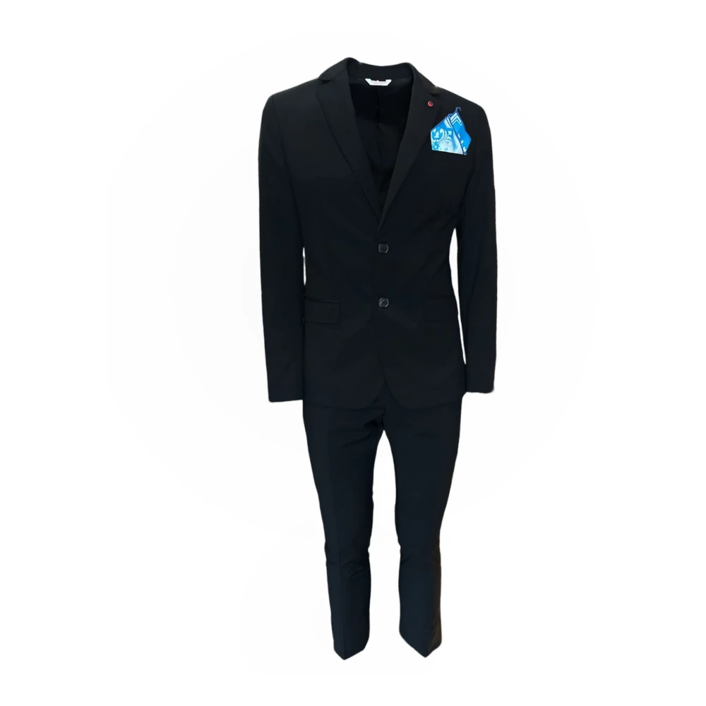 0-105 Single Breasted Suits Black Heren