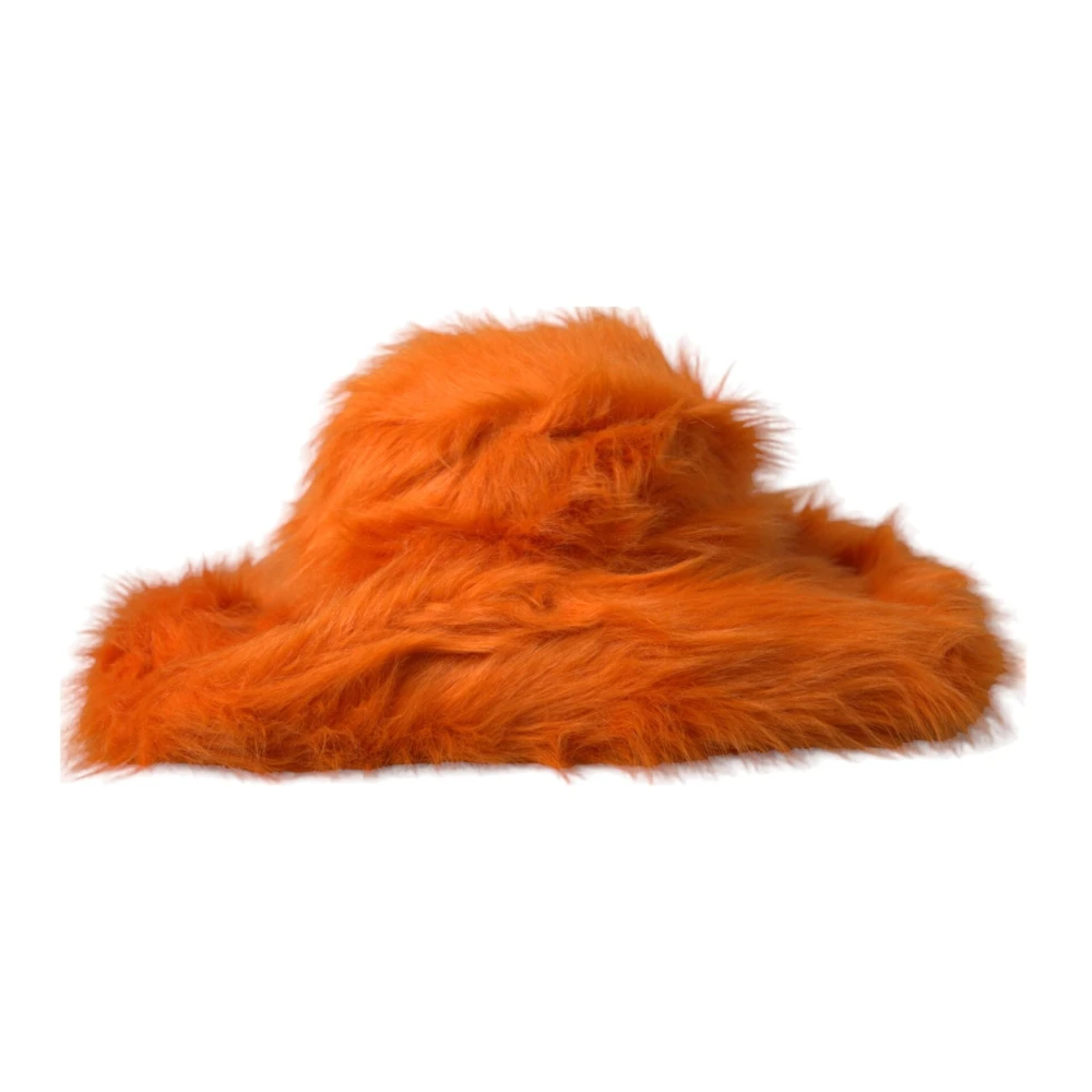 Dolce & Gabbana Oranje Faux Fur Fedora Hoed Orange Dames