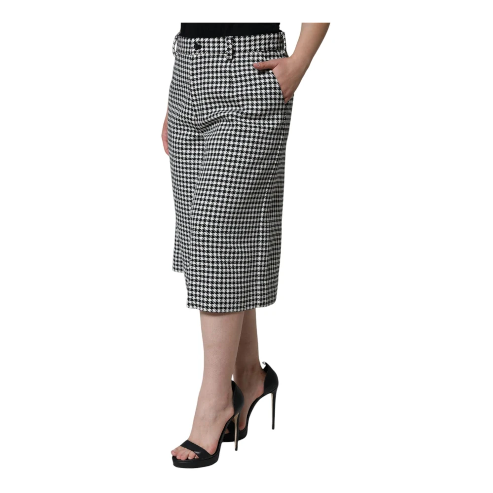 Dolce & Gabbana Houndstooth Wijde Pijp Broek Rits Sluiting Multicolor Dames