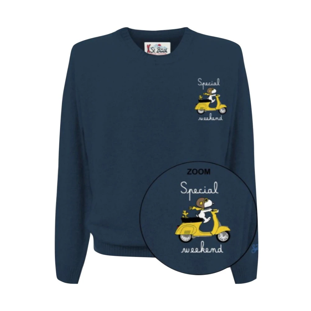 MC2 Saint Barth Snoopy Special Weekend Crewneck Sweater Blue Heren