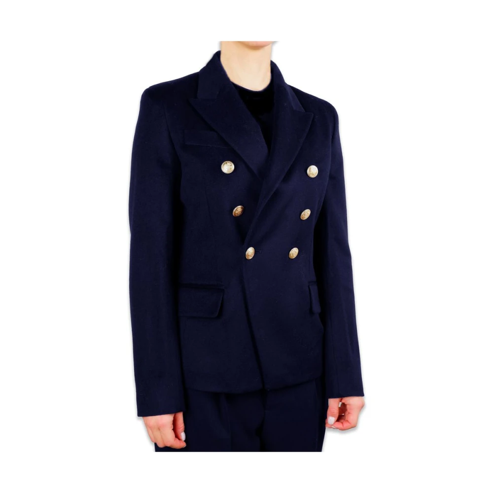 Made in Italia Blauwe Virgin Wool Double-Breasted Jas Blue Dames