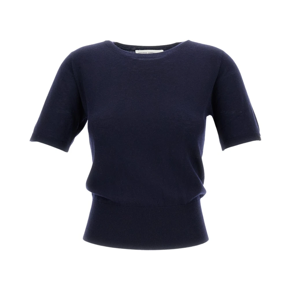 Extreme Cashmere Women's Blue Cashmere Knitwear, One Size, Short-Sleeve Crewneck Jumper