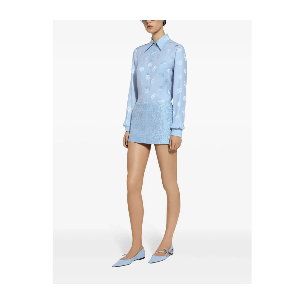 Dolce & Gabbana Brokaat Mini Rok Blue Dames