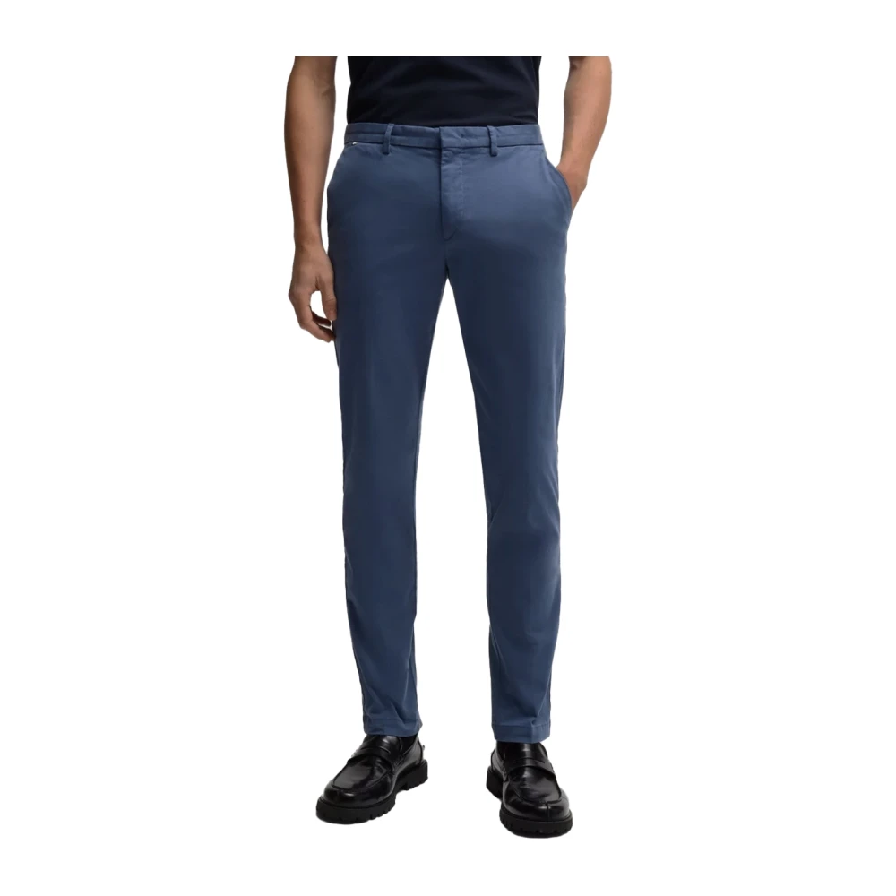 Hugo Boss Slim Fit Katoenen Chino Broek Blue Heren