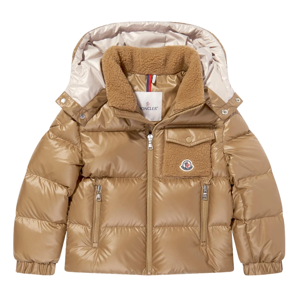 Moncler Boys Beige Winter Jackets, 4 Y, Yule Hooded Down Jacket