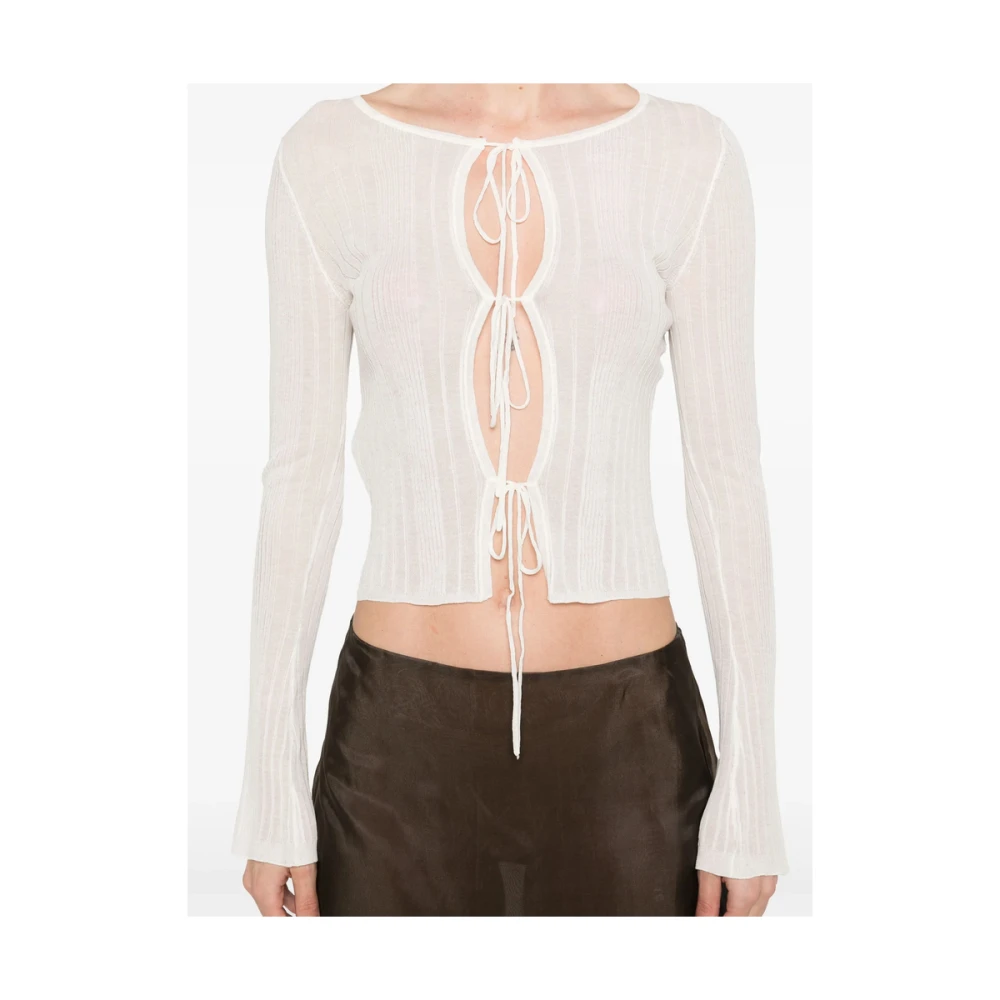 pinko Witte Crew Neck Sweater Lange Mouwen White Dames