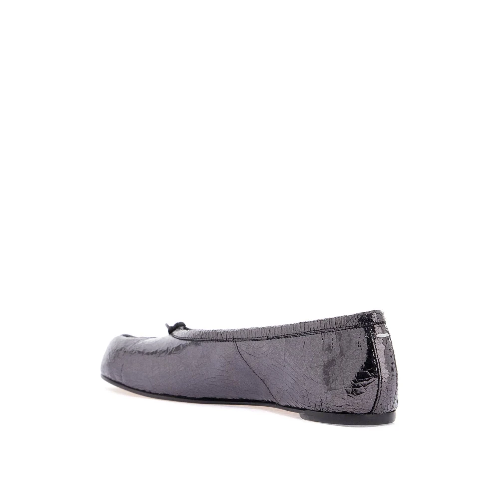 Maison Margiela Tabi Leren Ballerina Flats met Gebarsten Effect Black Dames