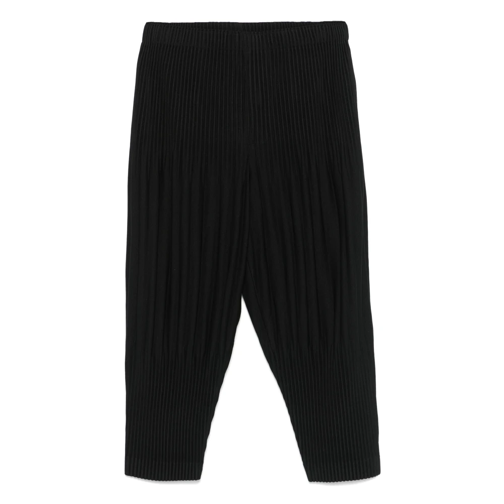 Issey Miyake Zwarte Plissé Tapered Broek Black Heren