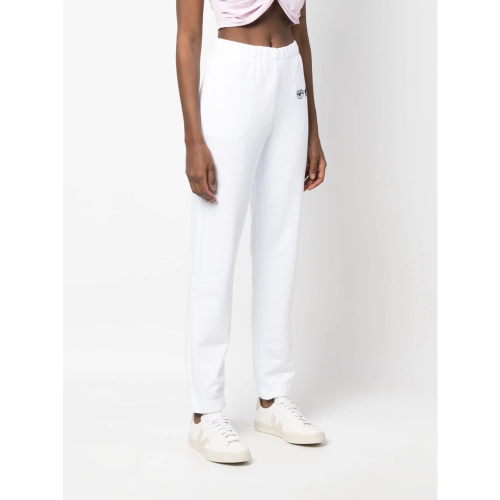 Chiara Ferragni Collection Eyelike Sportieve Broek Rechte Snit White Dames
