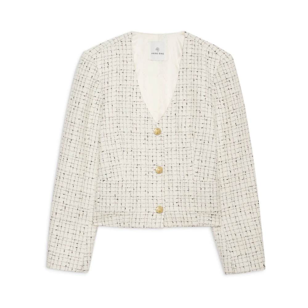Anine Bing Crème Blazer met Gouden Knopen Beige Dames