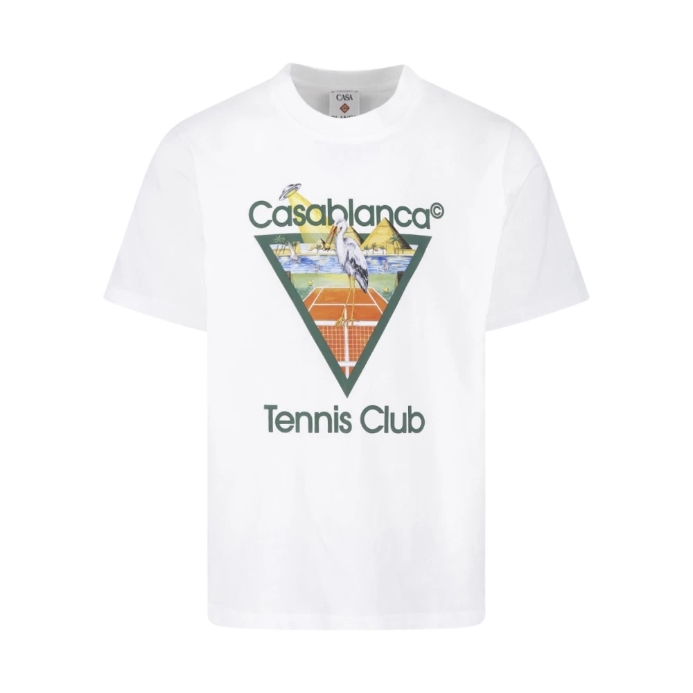 Casablanca Tennis Club Print T-Shirt - Male - T-Shirts - White - S - Tops