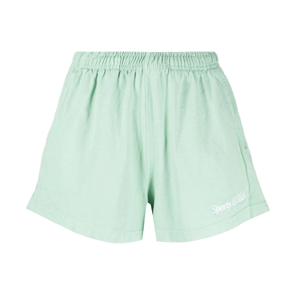 Sporty & Rich Geborduurde Logo Disco Shorts Green Dames