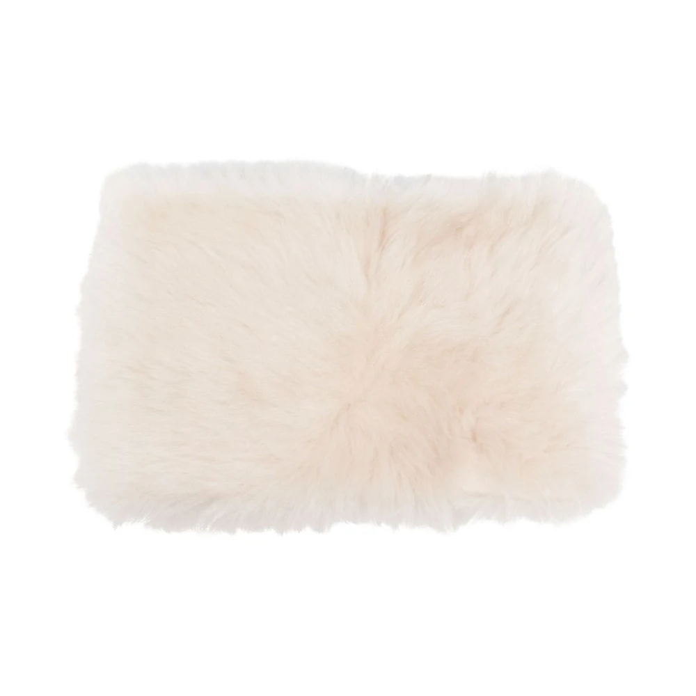 Hvit Faux-Fur Finstrikket Skjerf