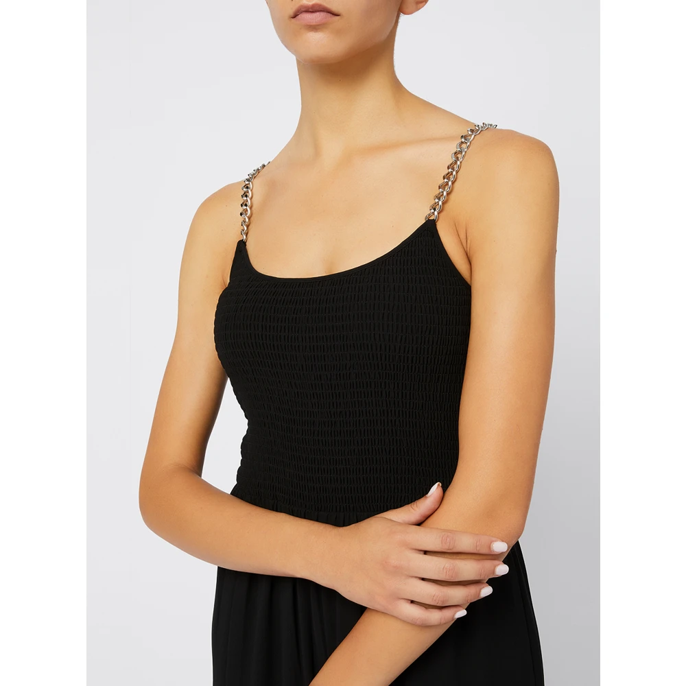 Michael Kors Chain Jumpsuit Wijde Pijpen Black Dames