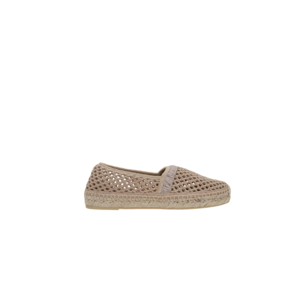 Miu Beige Gehaakte Espadrilles met Tonaal Logo Borduursel Beige Dames