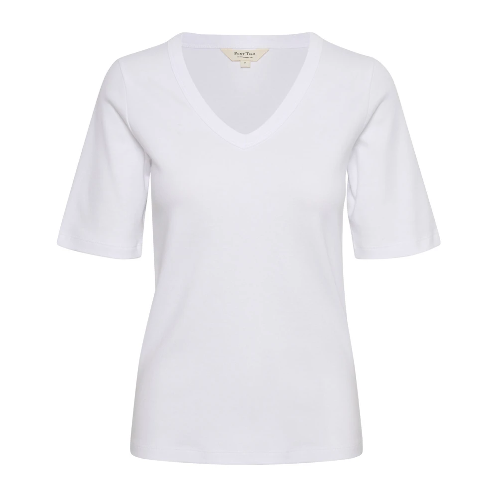 Part Two Biologisch Katoen V-Hals T-Shirt Bright White Dames