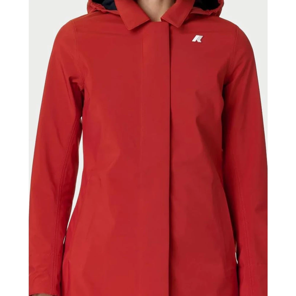 K-way Rode Slim Fit Waterdichte Jas Red Dames