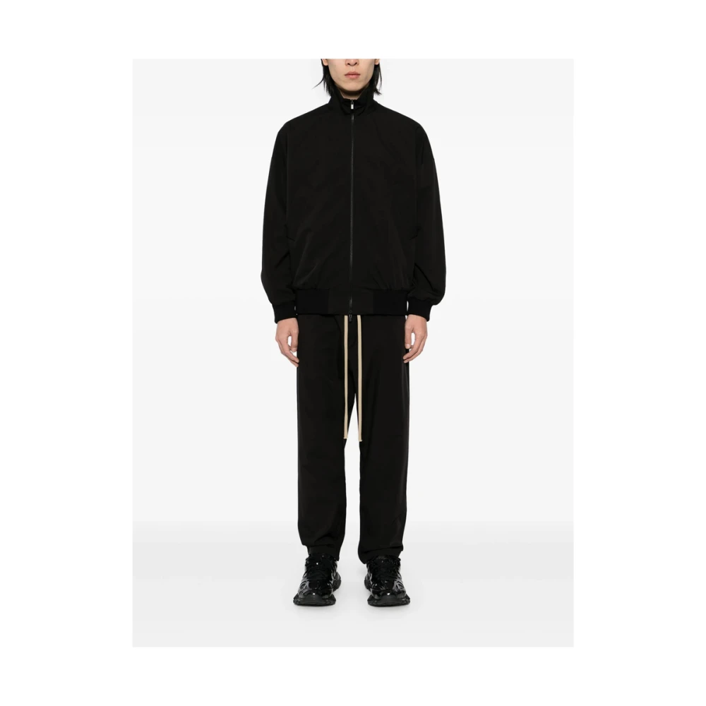 Fear Of God Zwarte Jas met Ritssluiting en Ribdetails Black Heren