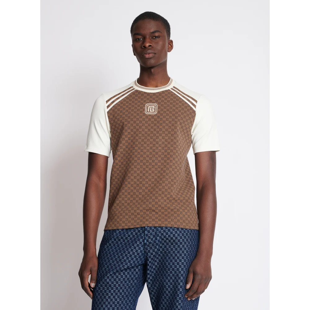 Balmain Retro PB ini onogra t-shirt Brown Heren