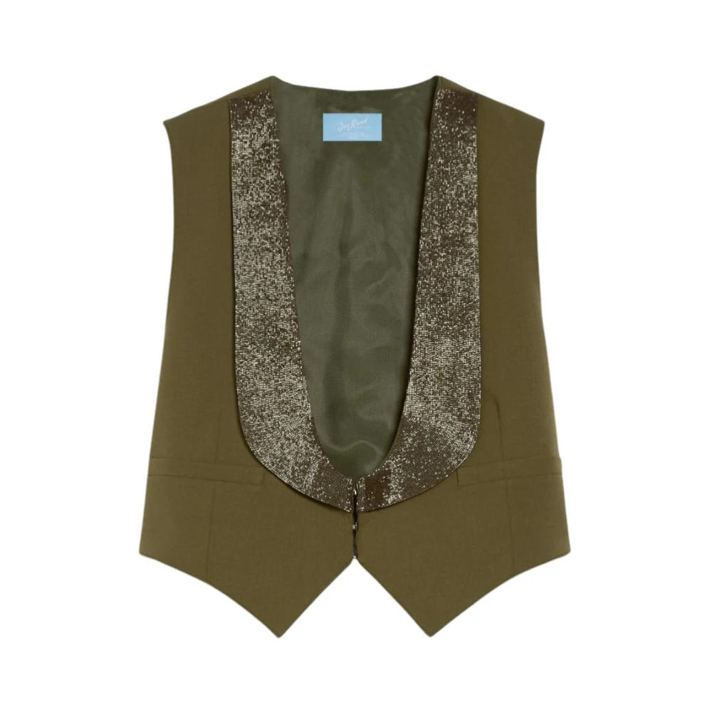 Max Mara Weekend Sprankelende Versierde Geknipte Vest Green Dames
