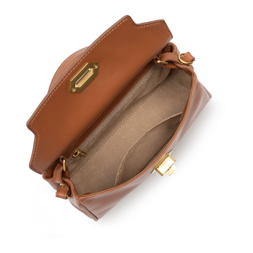 Lancaster Flap Handtas met Metalen Sluiting Brown Dames