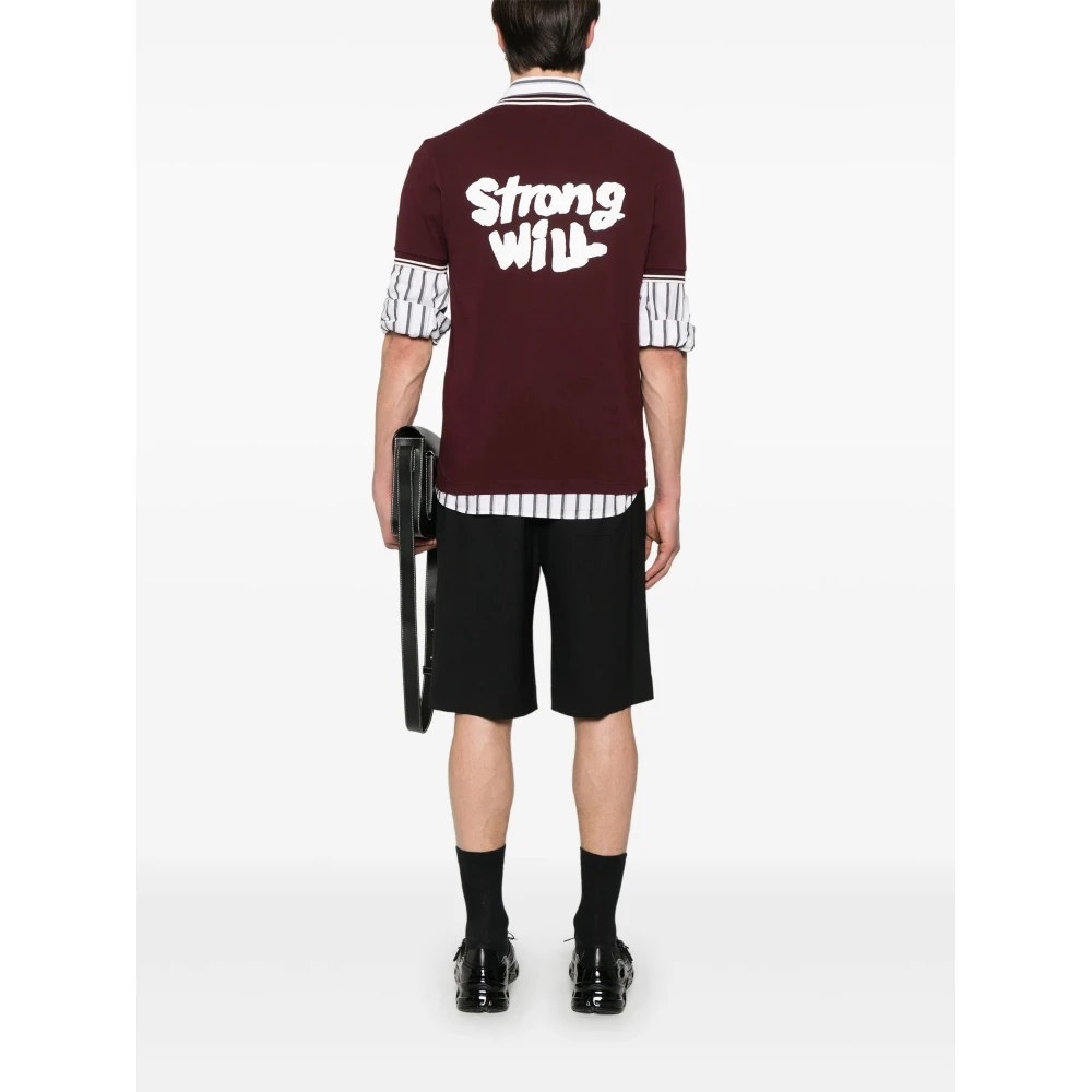 Comme des Garçons Slogan Polo Shirt Red Heren