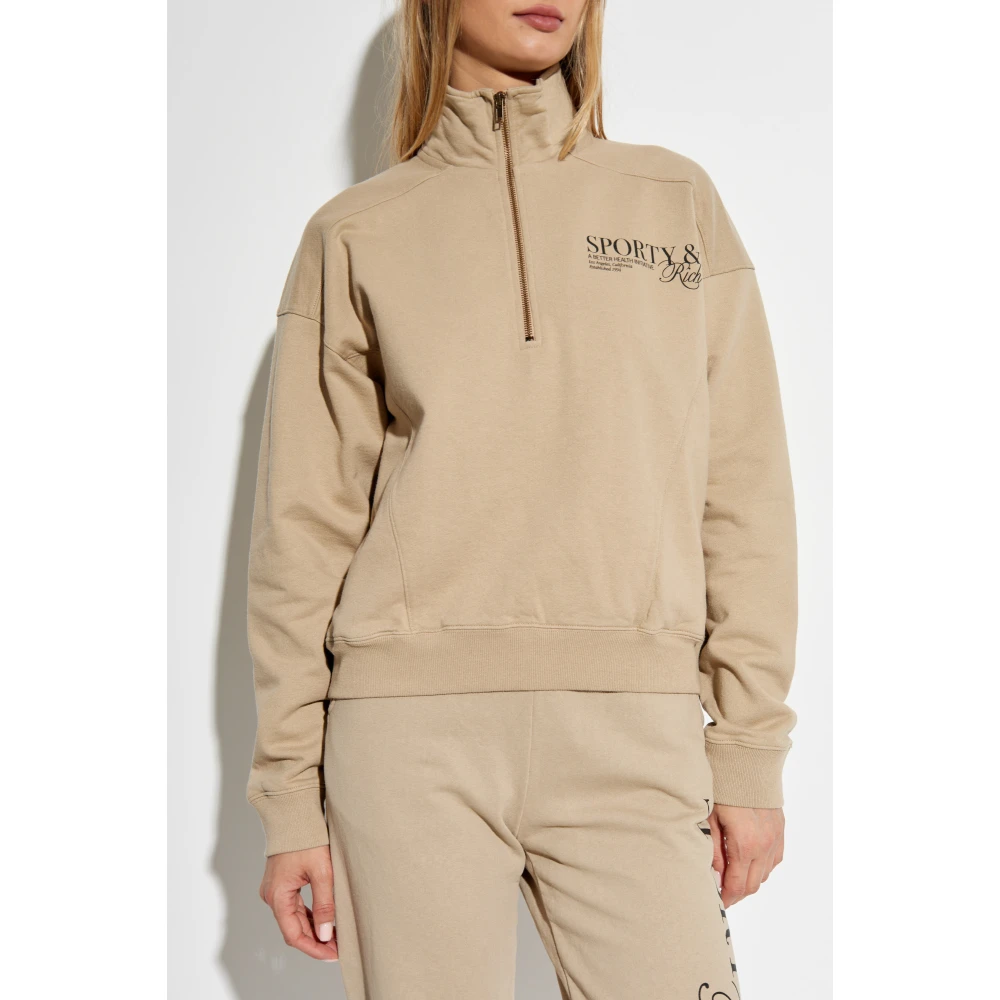 Sporty & Rich Hoge Kraag Sweatshirt Beige Unisex