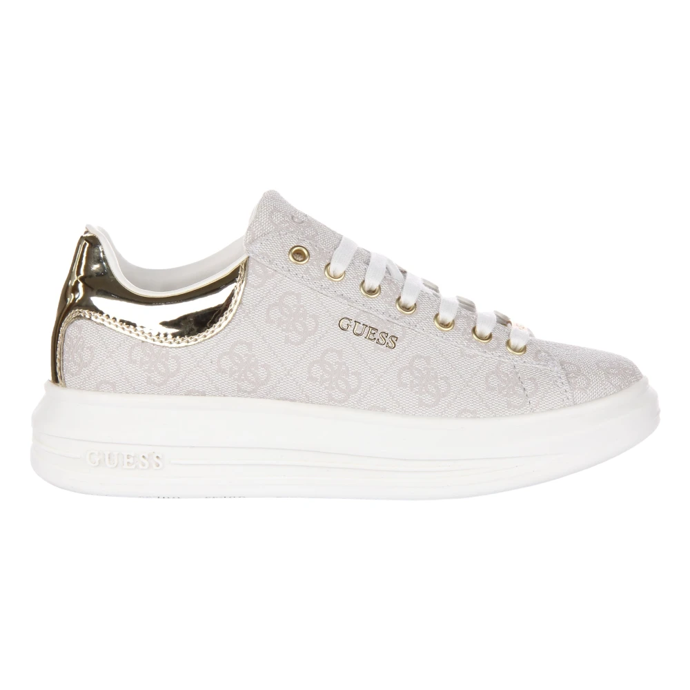 Guess Women's Beige Sneakers, 3 Uk, 4G Trainers Lace-Up Trainers