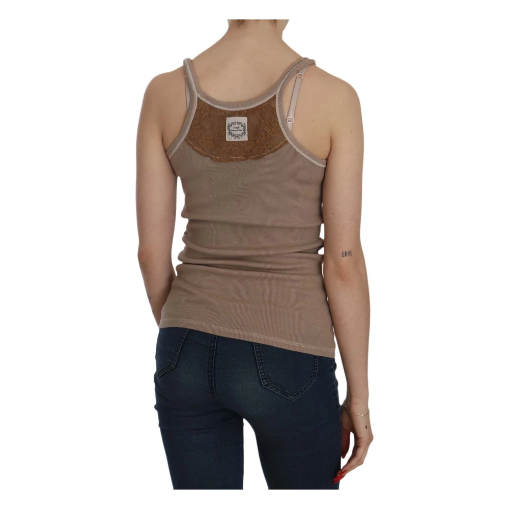 Pink Memories Bruin Mouwloos Spaghetti Band Top Brown Dames