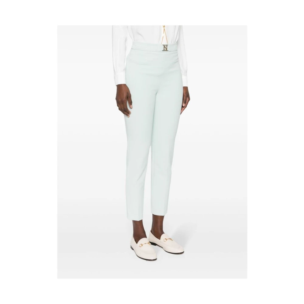 Elisabetta Franchi Blauwe Stretch Crepe Broek Blue Dames