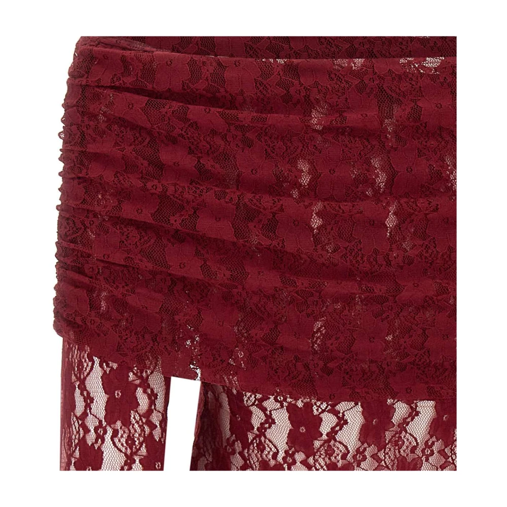 Rotate Birger Christensen Bordeaux Kleuren Top met Kant en Blote Schouders Red Dames