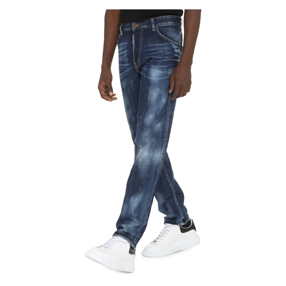 Dsquared2 Versleten Denim Jeans met Metalen Nieten Blue Heren