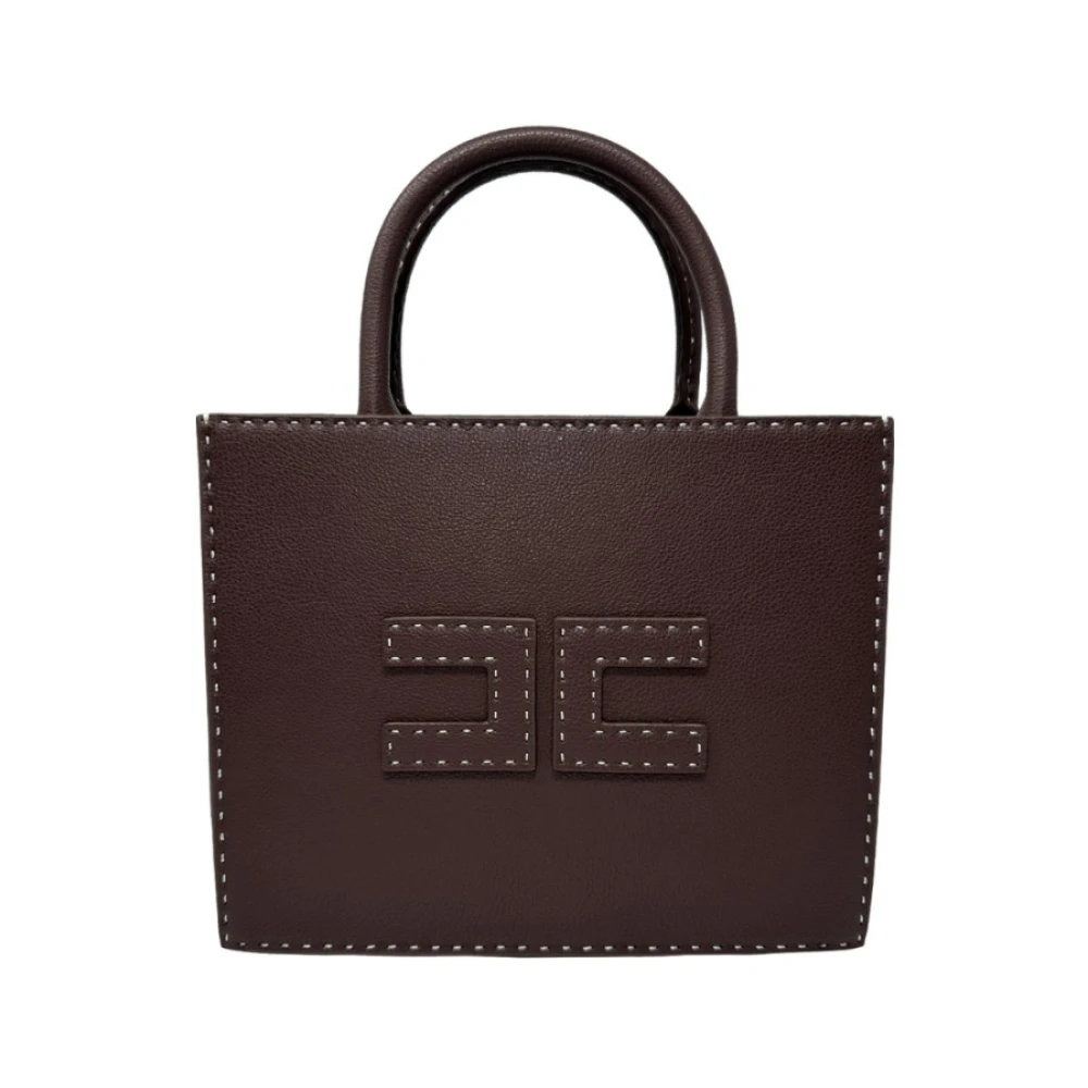 Elisabetta Franchi Bruine Tote Handtas met Dubbel C Logo Brown Dames