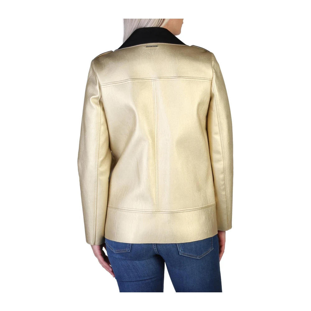 Armani Exchange Metallic Biker Bomber Jas Yellow Dames