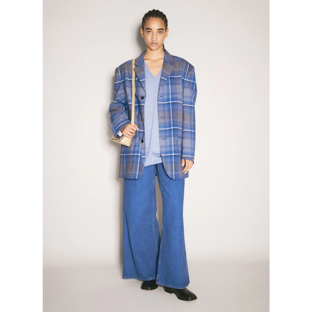 Marni V-Hals Wol Zijde Trui Blue Dames