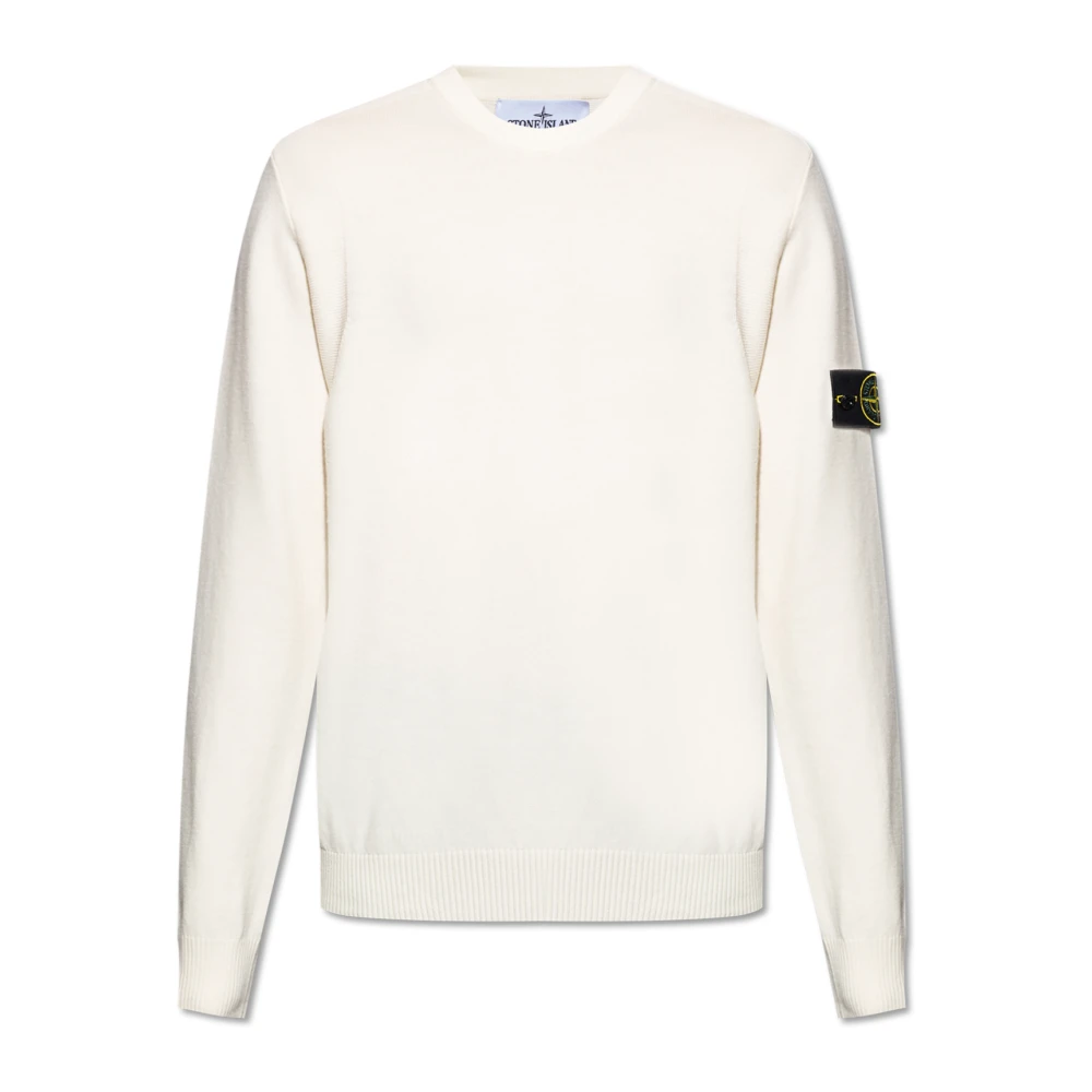 Stone Island Beige Round-Neck Knitwear, Male, S, Wool Jumper