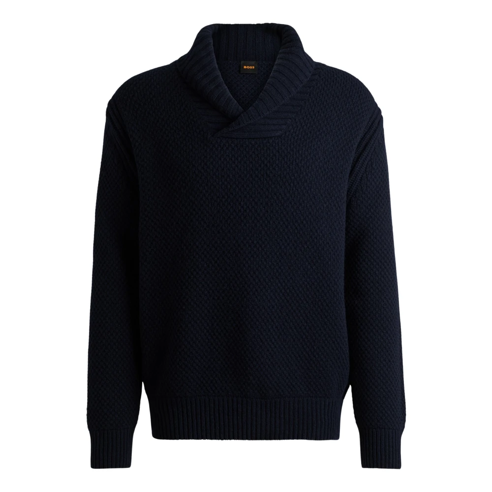 Hugo Boss Blauwe Casual Shawl Kraag Trui Blue Heren