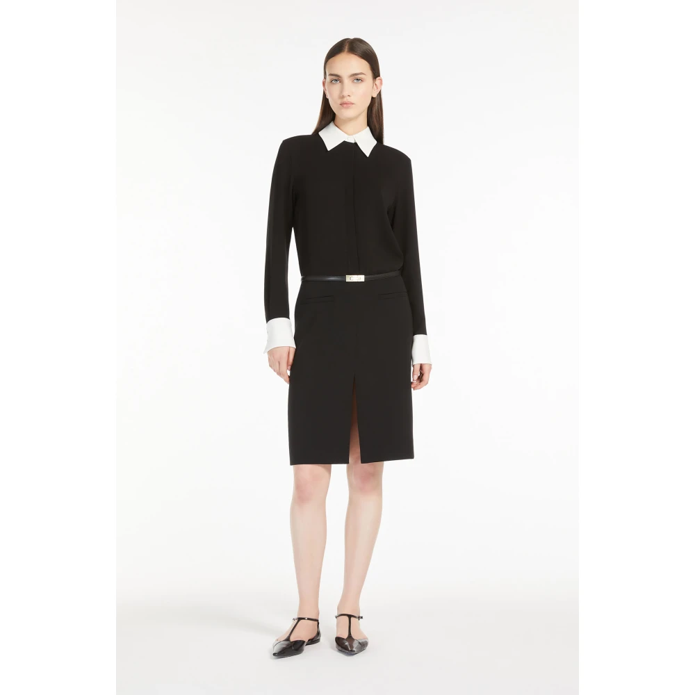 Max Mara Studio Zwarte overhemdjurk met contrasterende kraag Black Dames