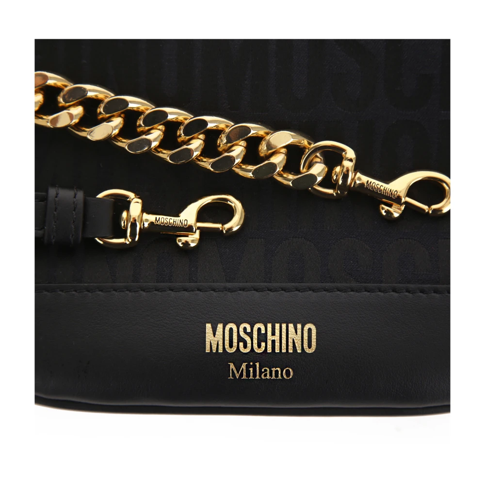 Moschino Monogram Jacquard Schoudertas Black Dames