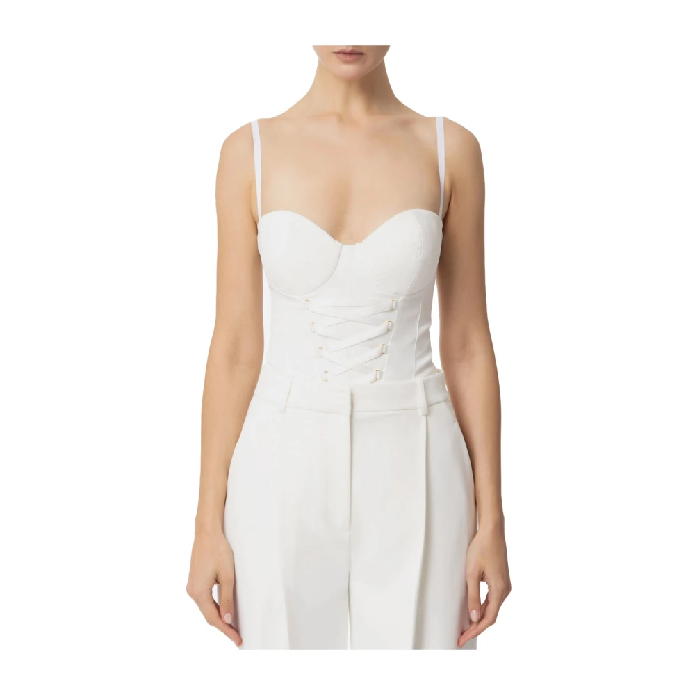 Elisabetta Franchi Stretch Crêpe Gekruist Lint Body White Dames
