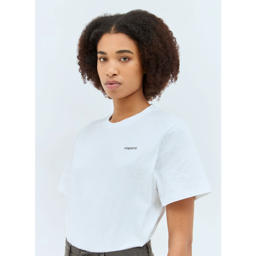 Coperni Crewneck Bodysuit met Logo Print White Dames